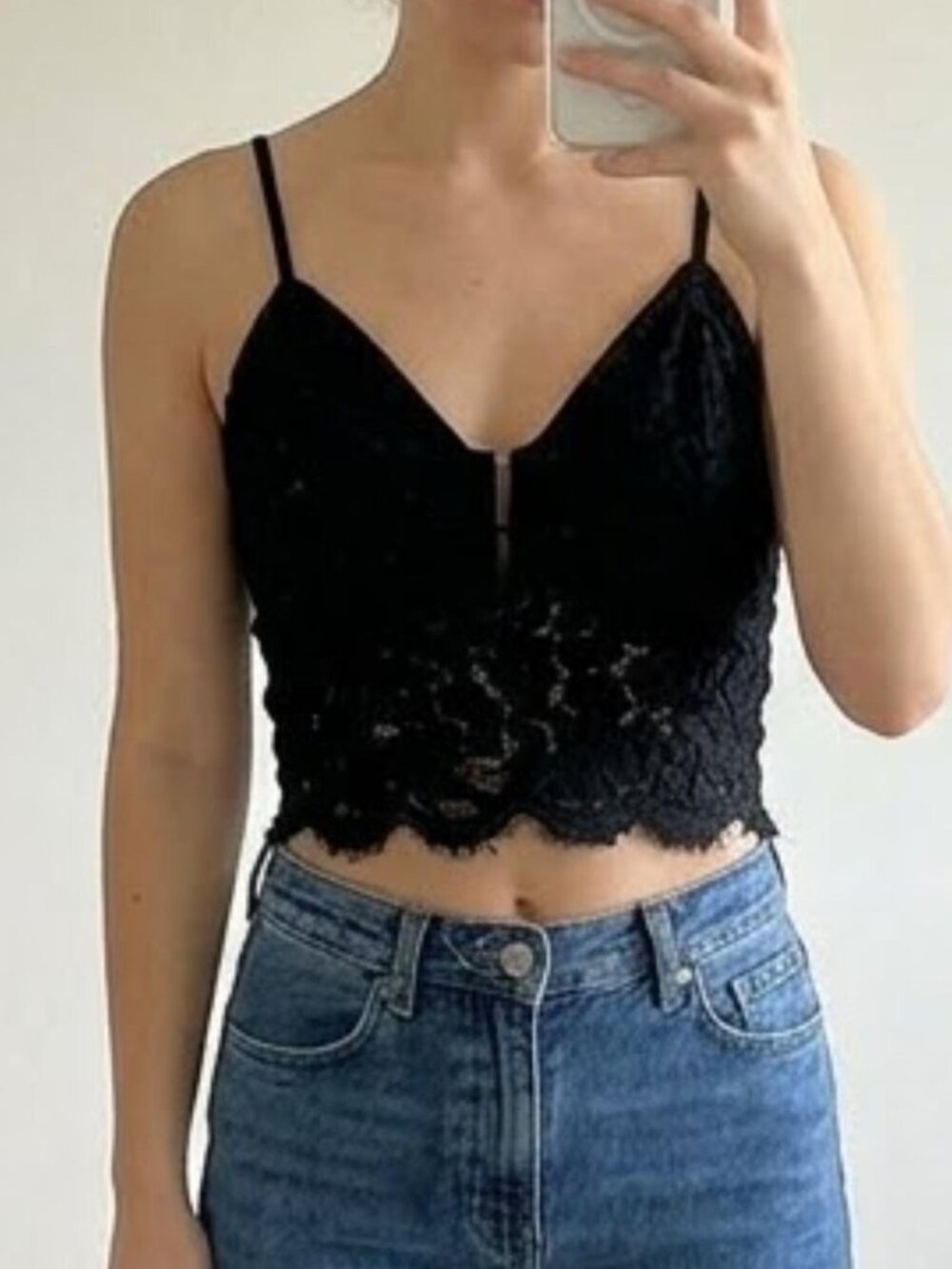 Black Floral Lace Tank Top